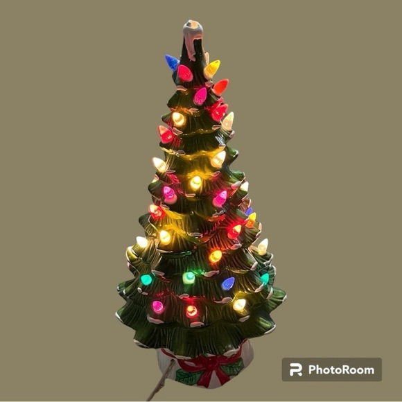 17.5in Ceramic Light Up Christmas Tree vintage ceramic christmas  tree X-Mas vtg - Picture 5 of 15